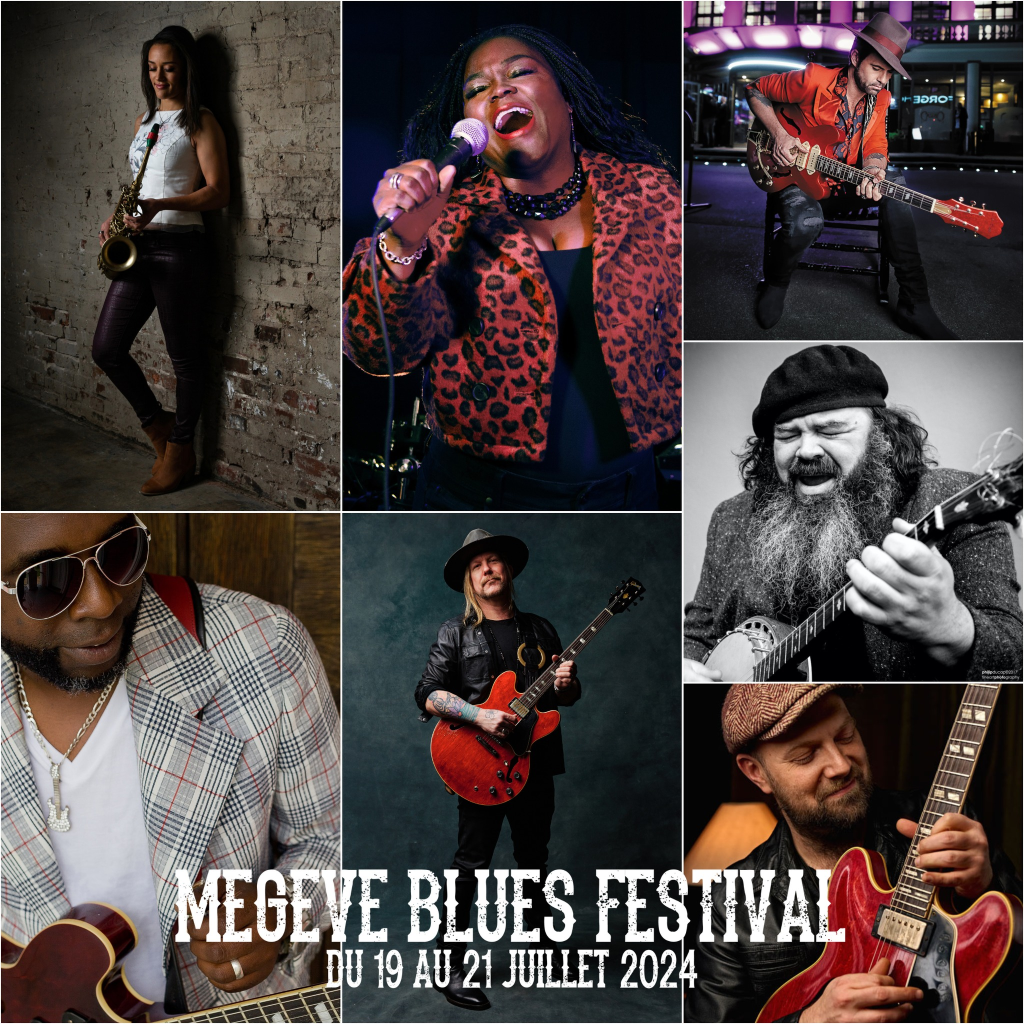 Mosaïque avec les photos des artistes du Megève Blues Festival
