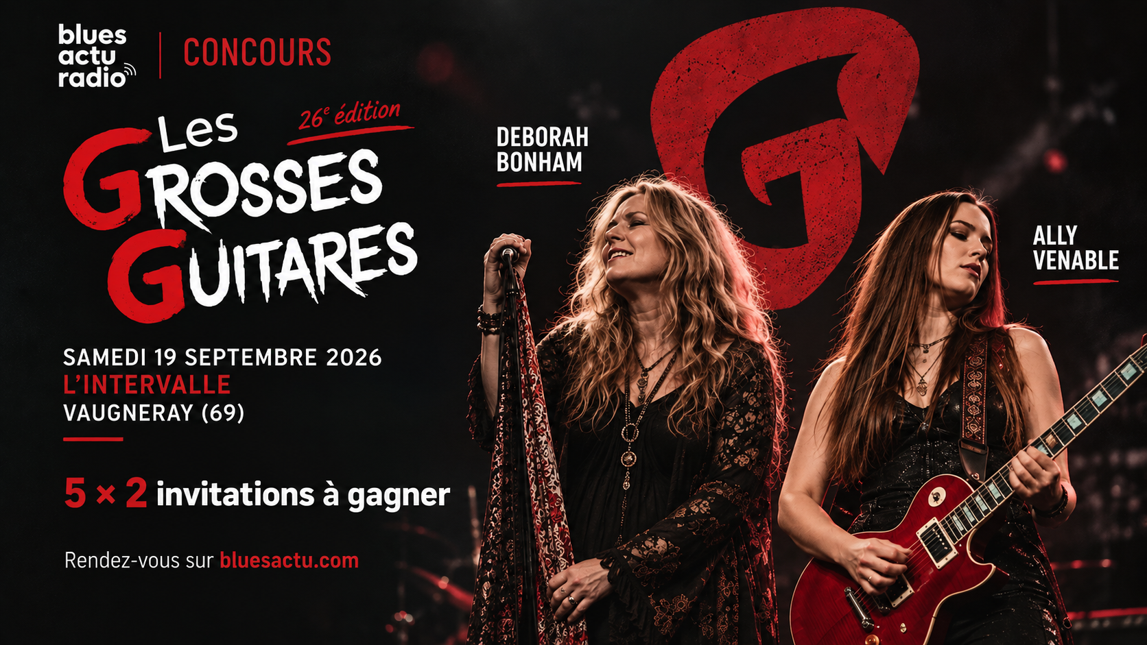 Gagnez vos places pour Deborah Bonham et Ally Venable aux Grosses Guitares !