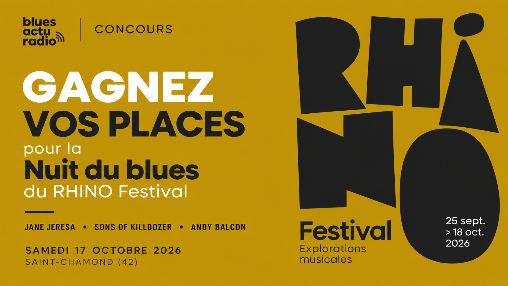 Gagnez vos places pour la Nuit du blues du RHINO Festival